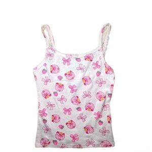 Strawberry Shortcake Cute Pink and White Patterned Tank Top